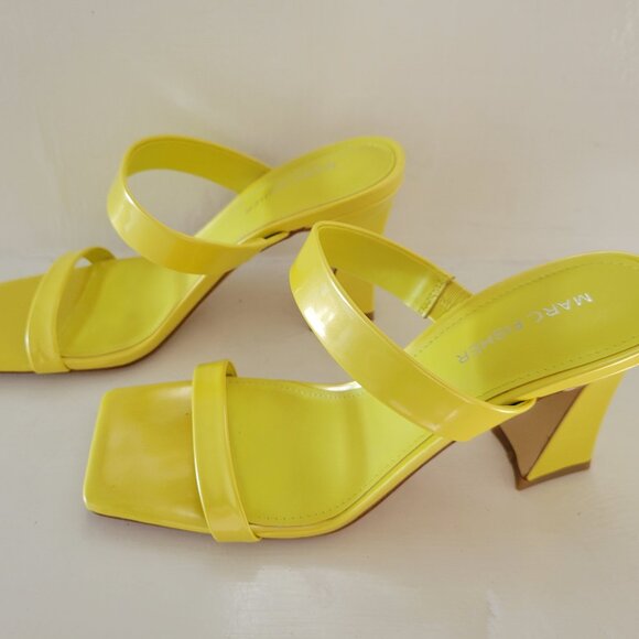 NEW with box Marc Fisher Yellow Heels Zasha Sandal Sz 7.5M - Picture 1 of 4